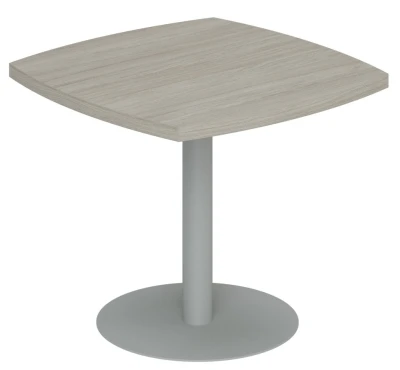 Стол переговорный малый на 4 человека 900х900х750 / цвет дуб светлый, опоры серебрянный металлик