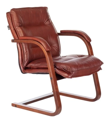 Конференц кресло Бюрократ T-9927WALNUT-AV CF коричневая кожа
