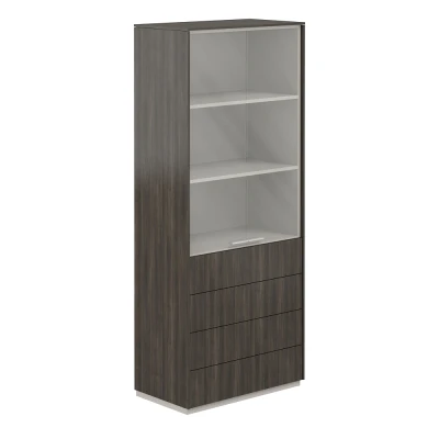 Шкаф высокий со стеклом прозр., 4 ящ., обвязка BT, фасады BT/ NZ-0302.BT.BT/ 824х450х1976, обвязка BT, фасады BT, стекло прозрачное GL