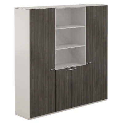 Шкаф для одежды 600 - 2шт. + Шкаф высокий 800 со стеклом прозр., обвязка GS, фасады BT/ NZ-0303+NZ-0311+NZ-0303.GS.BT/ 2024х450х1976, обвязка GS, фасады BT, стекло прозрачное GL