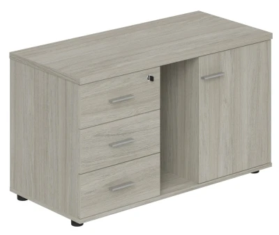  Тумба опорная WN.203.OL.L с 3-мя ящиками + замок, распашным фасадом и нишей, левая 1004х462х581 /  дуб светлый