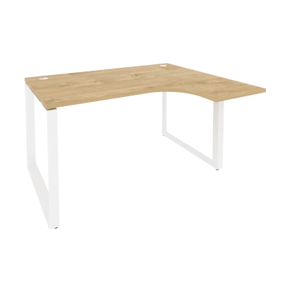 Стол эргономичный правый на О-образном м/к Onix Тиквуд светлый/Белый металл O.MO-SA-3 (R) 1380*1180*750 (800/460)