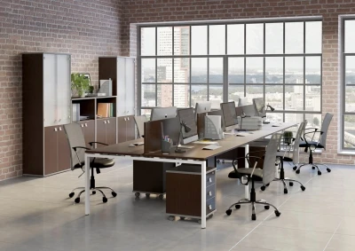 Офисная мебель для персонала Metal system Венге Цаво/Белый металл