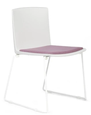Конференц-кресло Riva Design Simple X-19 белый пластик, розовая ткань