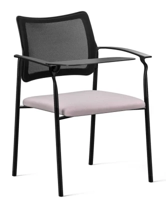 Конференц-кресло Pinko Pinko Mesh 4legs black Jade 9502 Arms+WT cо столиком, черные металлические ножки, черная сетка, серая ткань