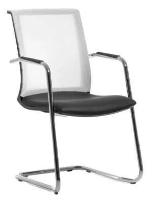 Конференц-кресло Skin Skin White Dakota black белая сетка, сиденье черная натуральная кожа