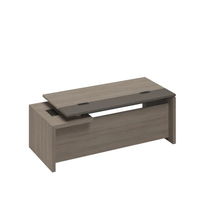 Стол руководителя с кабель-каналами правый дуб виченца/лава серая U.rus, размер: 2020x900x760