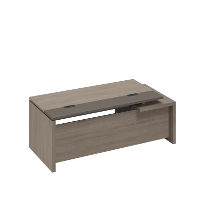 Стол руководителя с кабель-каналами с тумбой 3-ящичной с замком левый дуб виченца/лава серая U.rus, размер: 2020x900x760