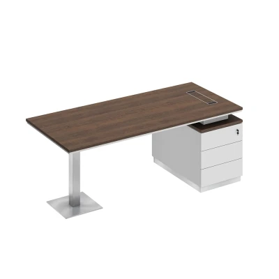 Стол на опорной тумбе для руководителя дуб гладстоун / белый премиум / белый премиум City, размер: 2000x900x750