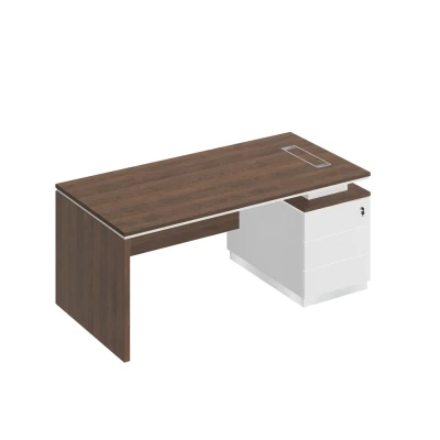 Стол руководителя ДСП опора на опорной тумбе дуб гладстоун / белый премиум / белый премиум City, размер: 1800x900x750