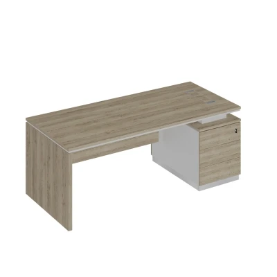 Стол руководителя на опорной тумбе опора ДСП дуб гладстоун светлый / белый премиум / дуб гладстоун светлый City, размер: 2000x900x750