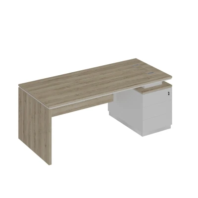 Стол руководителя на опорной тумбе опора ДСП дуб гладстоун светлый / белый премиум / белый премиум City, размер: 2000x900x750