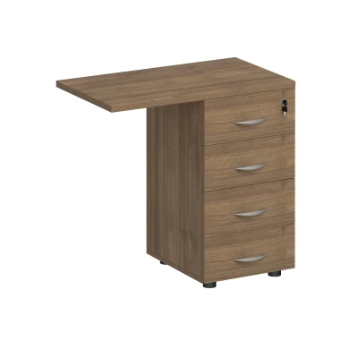 Тумба приставная 4-х ящичная с замком дуб шамони темный Комфорт КФ, размер: 790x450x750