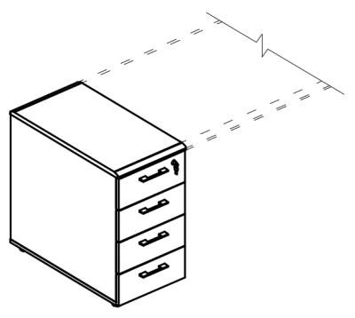 Тумба 4 ящика приставная с замком 2 скоса вяз либерти / вяз либерти / вяз либерти Alta ML, размер: 420x600x750