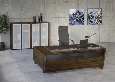 Кабинет руководителя Corner Орех Лоренцо/Графит Ultra Gloss