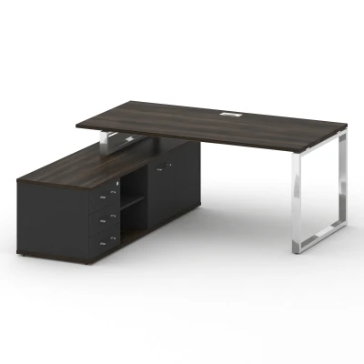 Shift Стол руководителя с опорной греденцией, левый SK.SRG-180 (L) Дуб Мали/Антрацит 1800*1800*753