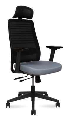 Кресло для руководителя Norden Case LF2449 черная сетка, серая ткань