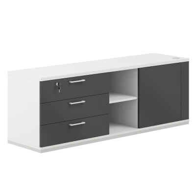 Тумба опорная 1638х450х580, левая/ AG.295.WH.WH.AN.L/ корпус:белый, топ/дно:белый, фасады:антрацит