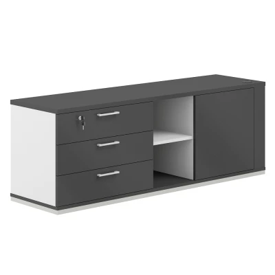 Тумба опорная 1638х450х580, левая/ AG.295.WH.AN.AN.L/ корпус:белый, топ/дно:антрацит, фасады:антрацит