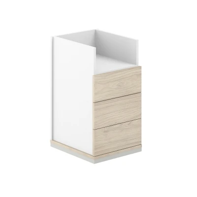 Тумба приставная 400х600х725 3 ящ. ЛДСП+ниша, с замком, без топа/ AG.283.WH.AR.AR/ корпус: белый, дно: ак.равелло, фасады:ак.равелло