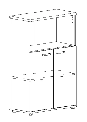 Шкаф средний полузакрытый белый премиум / мокко премиум A4, размер: 780x364x1194