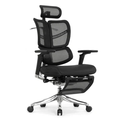 Кресло для руководителя Expert 2 Fly черная сетка с подножкой RFYM01-BK