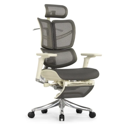 Кресло для руководителя Expert 2 Fly серая сетка с подножкой RFYM01-G-GY