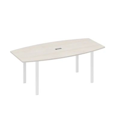 Стол 200x100 для переговоров фигурный на опорах UNO дуб / металлокаркас белый A4, размер: 2000x1000x750