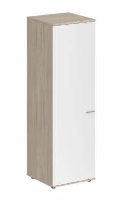 Гардероб 600х600х1955, задняя стенка HDF, левый / корпус дуб светлый, фасад белый