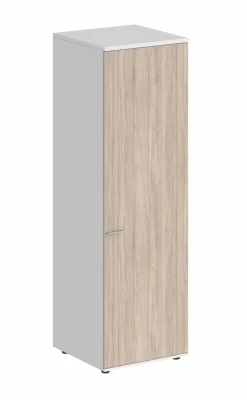 Гардероб 600х600х1955, задняя стенка HDF, правый / корпус белый, фасад дуб светлый