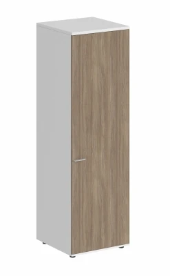 Гардероб 600х600х1955, задняя стенка HDF, правый / корпус белый, фасад дуб темный