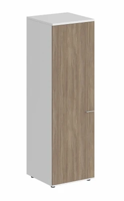 Гардероб 600х600х1955, задняя стенка ЛДСП 16 мм, левый / корпус белый, фасад дуб темный