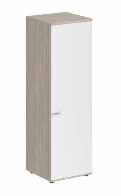 Гардероб 600х600х1955, задняя стенка ЛДСП 16 мм, правый / корпус дуб светлый, фасад белый