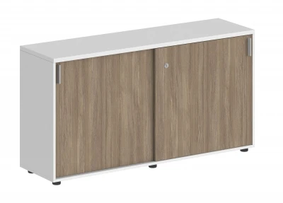 Шкаф-купе 1638х400х750 низкий, с замком / корпус белый, фасады дуб темный