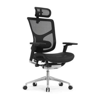 Кресло для руководителя EXPERT 2 STAR ERGO HSTM 01 NEW, 3D поясничный валик, подлокотники 6D (360), подголовник 5D, черная сетка