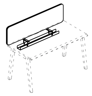 Экран для стола 160 фронтальный тканевый серый / металлокаркас белый Alta MT, размер: 1596x396x36