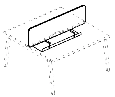 Экран 120 с кабель-каналом мягкий синий / металлокаркас белый Alta MT, размер: 1196x396x36