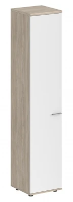 Шкаф высокий 400х400х1955, задняя стенка HDF, левый / корпус дуб светлый, фасад белый