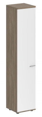 Шкаф высокий 400х400х1955, задняя стенка HDF, левый / корпус дуб темный, фасад белый