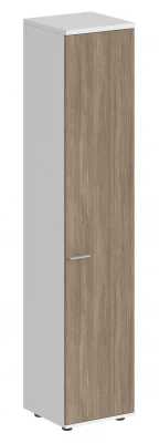 Шкаф высокий 400х400х1955, задняя стенка HDF, правый / корпус белый, фасад дуб темный