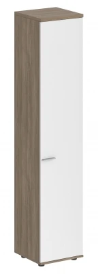 Шкаф высокий 400х400х1955, задняя стенка HDF, правый / корпус дуб темный, фасад белый