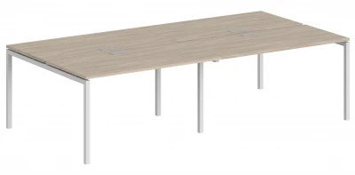 Рабочая станция 2800х1238х750 / профиль: 40х40 белый, столешницы дуб светлый