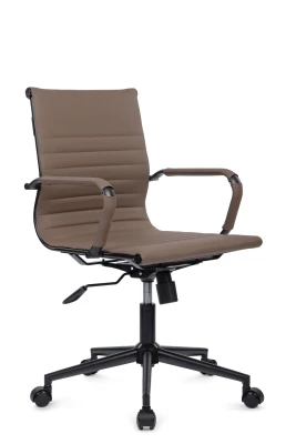 Кресло для персонала Hugo RCH 6002-2SEB коричневая экокожа, черная крестовина