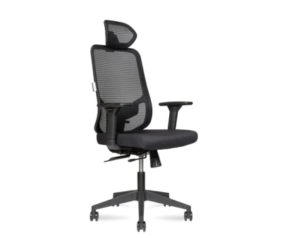 Кресло для персонала Best черная сетка, черная ткань, сиденье слайдер