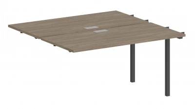 Секция  для рабочей станции 2800х1238х750 (бенч 2-х местный face-to-face) / профиль 40х40 антрацит, столешницы дуб темный