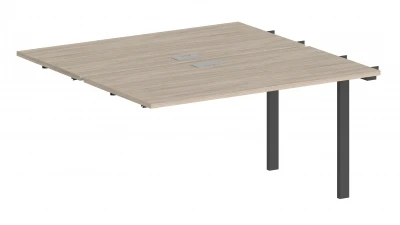 Секция  для рабочей станции 2800х1438х750 (бенч 2-х местный face-to-face) / профиль 60х30 антрацит, столешницы дуб светлый