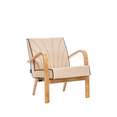 Кресло для отдыха Шелл Mebelimpex Дуб шпон Verona Vanilla, кант Verona Brown - 00009330