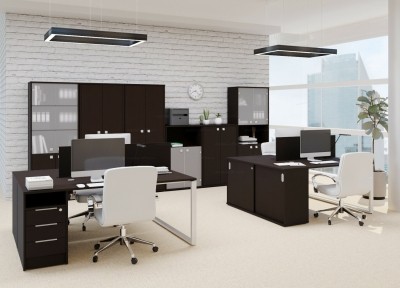 Офисная мебель для персонала Metal system Венге Цаво/Серый металл